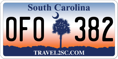 SC license plate OFO382