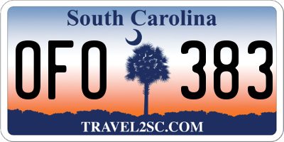 SC license plate OFO383