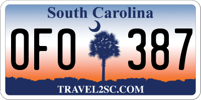 SC license plate OFO387