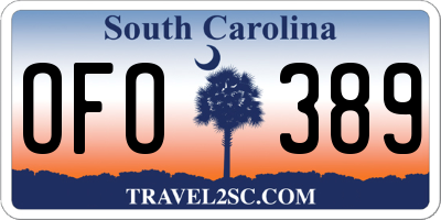 SC license plate OFO389