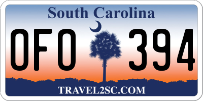 SC license plate OFO394
