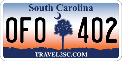SC license plate OFO402