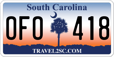 SC license plate OFO418