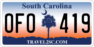 SC license plate OFO419