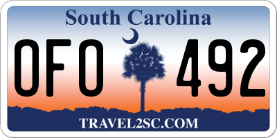 SC license plate OFO492