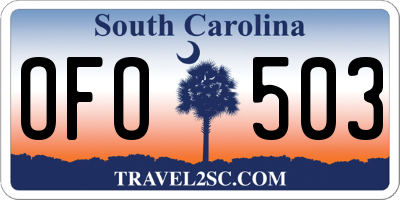 SC license plate OFO503