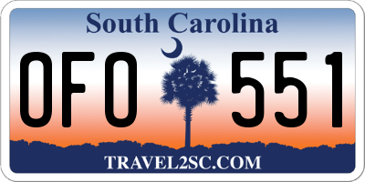 SC license plate OFO551