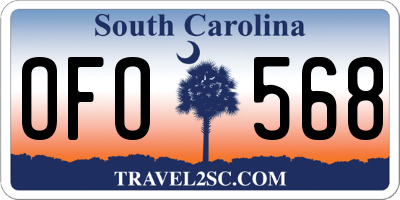 SC license plate OFO568