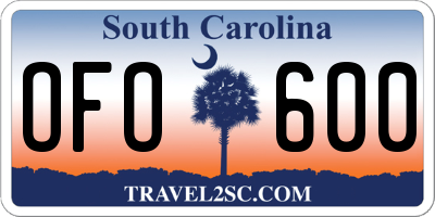 SC license plate OFO600