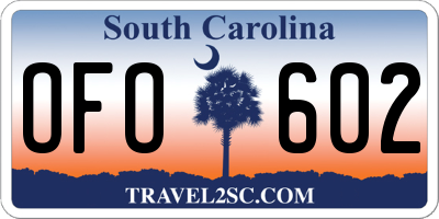 SC license plate OFO602