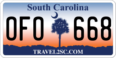 SC license plate OFO668