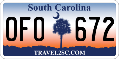 SC license plate OFO672