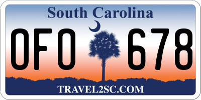 SC license plate OFO678