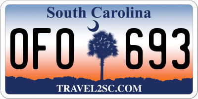 SC license plate OFO693