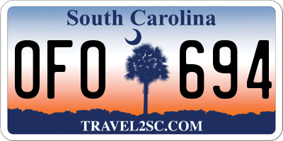SC license plate OFO694