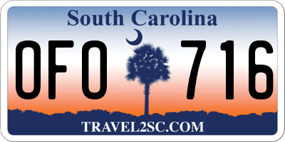 SC license plate OFO716