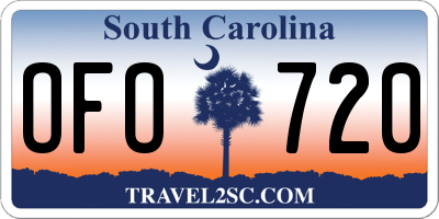 SC license plate OFO720