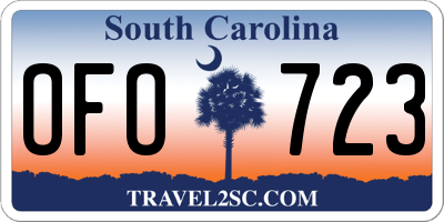 SC license plate OFO723
