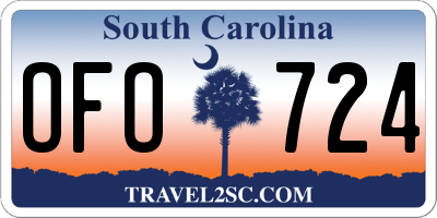 SC license plate OFO724