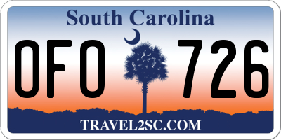 SC license plate OFO726