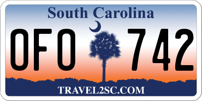SC license plate OFO742