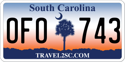 SC license plate OFO743