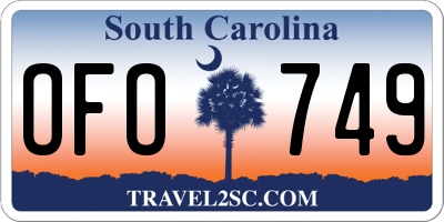 SC license plate OFO749