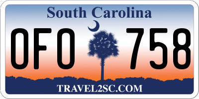 SC license plate OFO758