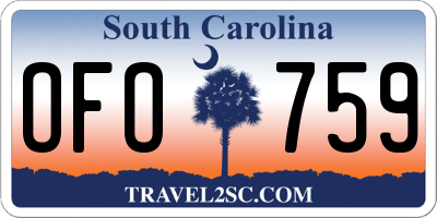 SC license plate OFO759