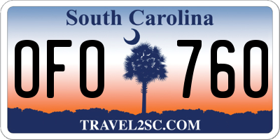 SC license plate OFO760