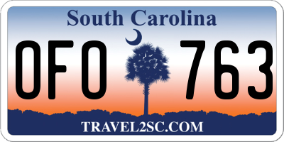 SC license plate OFO763