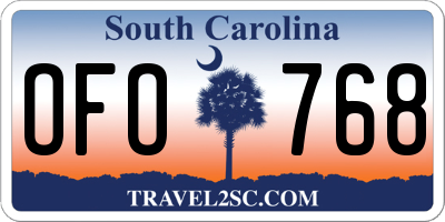 SC license plate OFO768