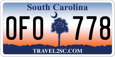 SC license plate OFO778