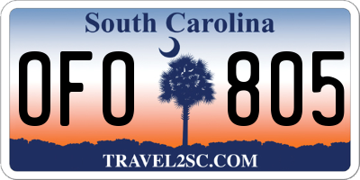 SC license plate OFO805