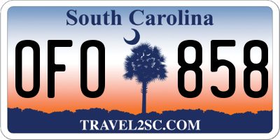 SC license plate OFO858