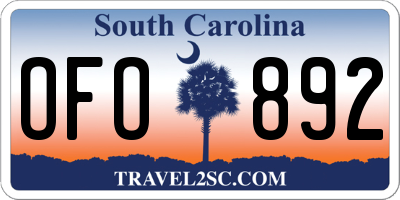 SC license plate OFO892