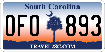SC license plate OFO893