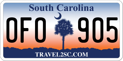 SC license plate OFO905