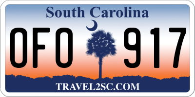 SC license plate OFO917
