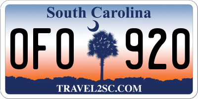 SC license plate OFO920