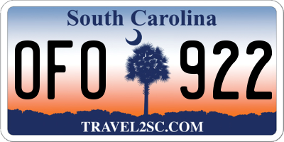 SC license plate OFO922