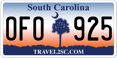 SC license plate OFO925