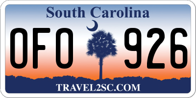 SC license plate OFO926