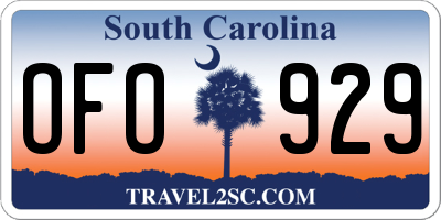 SC license plate OFO929