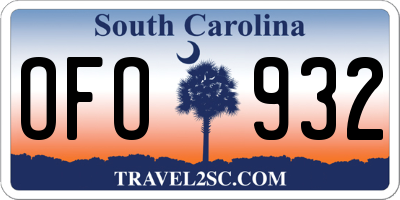 SC license plate OFO932