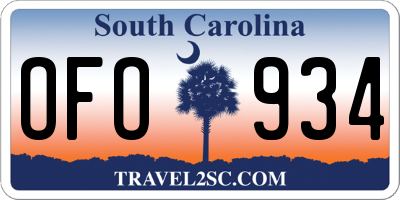 SC license plate OFO934