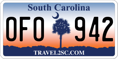 SC license plate OFO942