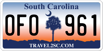 SC license plate OFO961