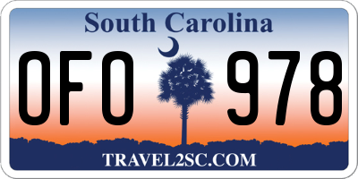 SC license plate OFO978