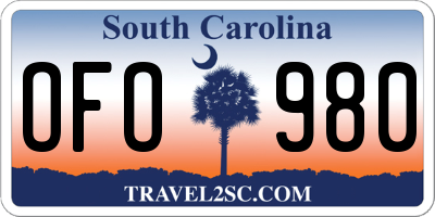 SC license plate OFO980